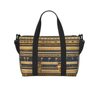 Borsone da viaggio con affreschi faraonici egiziani, in tessuto Oxford, leggero, da donna, ideale per palestra e uomo, Nero , Taglia unica