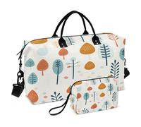 Borsone da viaggio, con alberi dei cartoni animati, borsa da palestra con borsa portaoggetti, borsa per la notte, per uomini e donne, viaggi, sport, yoga, Multicolore, Taglia unica
