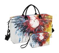 Borsone da viaggio, con ali acquerelli, borsa da palestra con borsa portaoggetti, borsa per la notte, per uomini e donne, viaggi, sport, yoga, Multicolore, Taglia unica