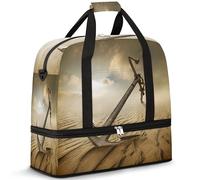 Borsone da viaggio con ancora del deserto, per donne e uomini, con stampa di ancora, per il fine settimana, pieghevole, separato dal bagnato, 47 l, per sport, palestra, yoga, Colore, 47 L, Organizer