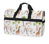 Borsone da viaggio con animali selvatici, giraffa, elefante, ghepardo, per uomini, donne, ragazzi, ragazze, adolescenti, borsa sportiva oversize con scomparto per scarpe, per la notte, il fine