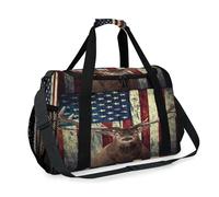 Borsone da viaggio con bandiera americana con alce e cervo, per ragazze, ragazzi, donne, uomini, fine settimana, borsa a tracolla per viaggi, sport, palestra