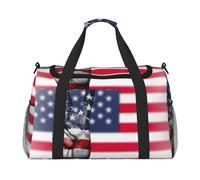 Borsone da viaggio con bandiera americana e stampa della pace hippie ampio spazio borse da viaggio a mano di grande capacità per il fine settimana in aereo