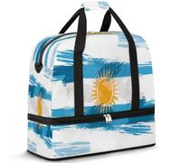 Borsone da viaggio con bandiera argentina per donne e uomini, borse per la notte per il fine settimana pieghevole bagnato separato 47 L Tote Bag per sport palestra yoga, Colore, 47 L, Organizer per