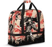 Borsone da viaggio con bandiera dei samurai giapponesi, per donne e uomini, borse da notte per il fine settimana in Giappone, pieghevole, separato da bagnato, 47 l, per sport, palestra, yoga, Colore,