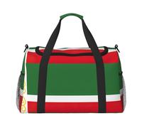 Borsone da viaggio con bandiera della Repubblica Cecena con cerniere e manici, grande borsone pieghevole per vacanze in famiglia, Nero , Taglia unica