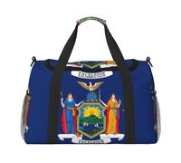 Borsone da viaggio con bandiera di New York con cerniere e manici, grande borsone pieghevole per vacanze in famiglia, Nero , Taglia unica