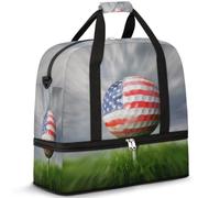 Borsone da viaggio con bandiera per palline da golf, per donne e uomini, pieghevole, per sport, palestra, fine settimana, pernottamento, borsa da cabina con scomparto per scarpe, Multicolore