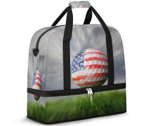 Borsone da viaggio con bandiera per palline da golf, per donne e uomini, pieghevole, per sport, palestra, fine settimana, pernottamento, borsa da cabina con scomparto per scarpe, Multicolore