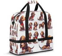 Borsone da viaggio con bassotto carino per donne e uomini borse da notte per il fine settimana pieghevole bagnato separato 47 L Tote bag per sport palestra yoga, Colore, 47 L, Organizer per borse