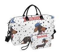 Borsone da viaggio, con bassotto e cane bacio (2), borsa da palestra con borsa portaoggetti, borsa per la notte, per uomini e donne, viaggi, sport, yoga, Multicolore, Taglia unica