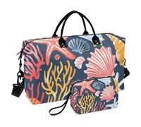 Borsone da viaggio, con bellissime conchiglie, coralli e stelle marine, senza cuciture, borsa da palestra con borsa portaoggetti, borsa per la notte, per uomini e donne, viaggi, sport, yoga,
