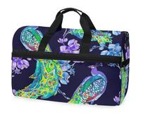 Borsone da viaggio con bellissimo motivo a pavone, per uomini, donne, ragazzi, ragazze, adolescenti, borsa sportiva oversize con scomparto per scarpe, per la notte, il fine settimana, yoga,