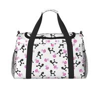 Borsone da viaggio con bottiglia di profumo rosa e barboncino da ragazza, borsa per fine settimana, weekend, pernottamento, borsa a mano per allenamento, sport, ospedale