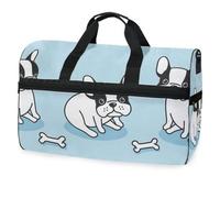 Borsone da viaggio con bulldog francese vettore cane carlino borsa da viaggio per uomini, donne, ragazzi ragazze adolescenti, borsa sportiva oversize con scomparto per scarpe durante la notte, fine