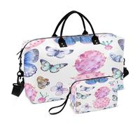 Borsone da viaggio con cactus Opuntia rosa e graziose falene e farfalle, borsa da palestra per uomini e donne, borsa da palestra, borsa da viaggio, borsa da viaggio, palestra, yoga, Cactus Opuntia
