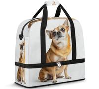 Borsone da viaggio con cane chihuahua, per donne e uomini, per il fine settimana, pieghevole, separato, 47 l, per sport, palestra, yoga, Colore, 47 L, Organizer per borse