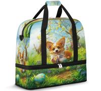 Borsone da viaggio con cane Corgi pasquale per donne e uomini, borse per la notte per il fine settimana, pieghevole, separato dal bagnato, borsa da 47 litri, per sport, palestra, yoga, Colore, 47 L,