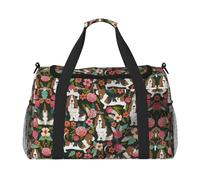 Borsone da viaggio con cane e fiore, borsa da fine settimana, borsa a mano, per allenamento, sport, ospedale