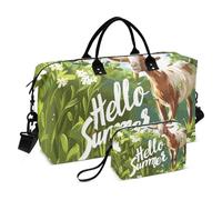 Borsone da viaggio con capra sul verde, borsa da palestra con borsa portaoggetti, borsa per la notte, per uomini e donne, viaggi, sport, yoga, Multicolore, Taglia unica