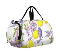 Borsone da viaggio con carlino carino blu per ragazzi durante la notte Weekender borsone per ragazze borsone da viaggio per bambini da ballo, Acquerello Limoni Fiori, classico