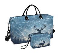 Borsone da viaggio con cervo, borsa da palestra, alce, cervo cielo stellato, borse per weekender, da donna, con borsa da toeletta, borsa da viaggio, Multicolore 4, Taglia unica