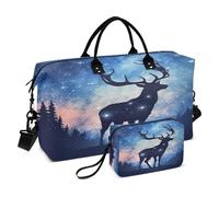 Borsone da viaggio con cervo, borsa da palestra, alce sotto il cielo stellato, borse da donna con borsa da toilette borsa da viaggio borsa da nuoto, Multicolore 5, Taglia unica