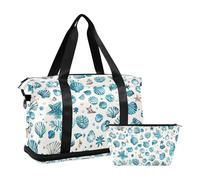 Borsone da viaggio con conchiglie corallo stella marina borsone a tracolla Weekender borsa da notte con borsa da toilette per viaggi di grande capacità, Conchiglie, coralli, stelle marine, 1 size