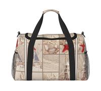 Borsone da viaggio con conchiglie di stelle marine e barca, grande, pieghevole, impermeabile, per la notte, spiaggia, piscina, sport, palestra