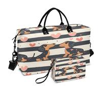 Borsone da viaggio con coppia di cani baci, con borsa da toilette e tracolla regolabile, per viaggi, palestra, yoga, fine settimana, Multicolore, Taglia unica, Beauty case