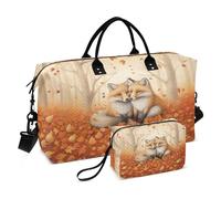 Borsone da viaggio con coppia di volpi, con borsa da toilette e tracolla regolabile, per viaggi, palestra, yoga, weekend, Multicolore, Taglia unica, Beauty case
