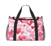 Borsone da viaggio con cuori rosa, per San Valentino, palestra, pernottamento, weekender, per uomini e donne, leggero, per allenamento e vacanze