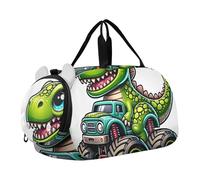 Borsone da viaggio con dinosauro e Monster Truck per viaggi Borse da notte per bambini con tracolla Borsa da viaggio per ragazzi, Cartoon Dinosaur Monster Truck 2, classico