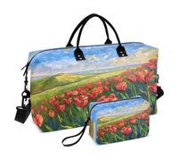Borsone da viaggio con dipinti a olio con rose e tracolla regolabile, per viaggi, palestra, yoga, fine settimana, Multicolore, Taglia unica, Beauty case