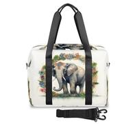 Borsone da viaggio con elefante indiano con fiori per donne, uomini, ragazze e ragazzi, borsa da viaggio per il fine settimana da 32 l, borsa grande da cabina per viaggi, sport, palestra, Colore,