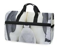 Borsone da viaggio con famiglia di pinguini, per uomini, donne, ragazzi, ragazze, adolescenti, borsa da palestra oversize con scomparto per scarpe, borsa per allenamento durante la notte, fine