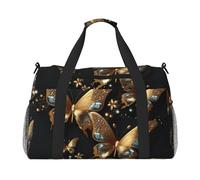Borsone da viaggio con farfalla con animali dorati, borsa da viaggio per palestra e pernottamento, borsa da viaggio per uomo e donna, leggera, per allenamento e vacanze