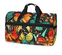 Borsone da viaggio con farfalla dai colori vivaci, per uomini, donne, ragazzi, ragazze, adolescenti, borsa da palestra oversize con scomparto per scarpe, per la notte, il fine settimana, yoga,