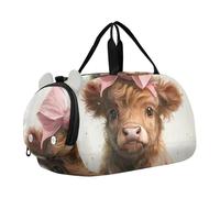 Borsone da viaggio con farfalle viola per bambini, borsone per il fine settimana, per la notte, per bambini, borsa sportiva, Fiocco rosa mucca Highland, classico