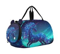 Borsone da viaggio con farfalle viola per bambini, borsone per il fine settimana, per la notte, per bambini, borsa sportiva, Unicorno Fulmine Blu, classico