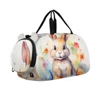 Borsone da viaggio con farfalle viola per bambini, borsone per il fine settimana, per la notte, per bambini, borsa sportiva, Acquerello Uova Coniglio Pasqua, classico