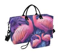 Borsone da viaggio con fenicotteri color pesca, borsa a tracolla per weekender, borsa da viaggio di grande capacità, Fenicotteri alla pesca, 1 size