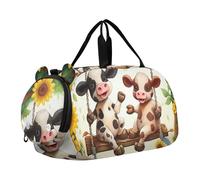 Borsone da viaggio con fenicotteri rosa per bambini, ideale per la notte, per viaggi, sport, danza, Girasoli Altalena Cute Mucche, classico