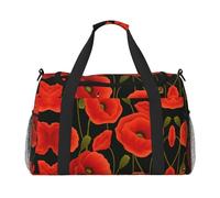 Borsone da viaggio con fiori di papavero, borsa per il fine settimana, borsa a mano, per allenamento, sport, ospedale