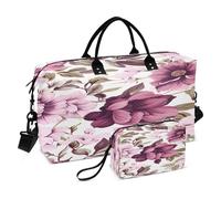 Borsone da viaggio, con fiori di porpora, borsa da palestra con borsa portaoggetti, borsa per la notte, per uomini e donne, viaggi, sport, yoga, Multicolore, Taglia unica