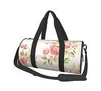 Borsone da viaggio con fiori rosa, impermeabile, pieghevole, per sport, palestra, per la notte, per il fine settimana, per donne e uomini, nero, taglia unica, Nero , Taglia unica