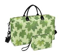Borsone da viaggio con foglie verdi per la notte, borsa da viaggio per weekender, borsa da palestra, borsone da portare con sé con borsa da toilette per allenamento pieghevole
