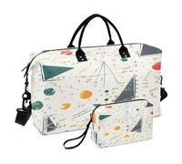 Borsone da viaggio con forme matematiche con borsa da toilette e tracolla regolabile, per viaggi, palestra, yoga, fine settimana, Multicolore, Taglia unica, Beauty case