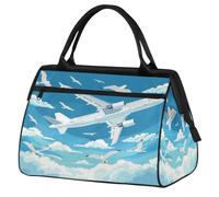 Borsone da viaggio con gabbiano aeroplano, per donne, uomini, bambini, ragazzi, ragazze, week-end, 24 l, borsone da cabina per sport, palestra, yoga, Colore, Grande, Organizer per borse