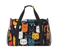 Borsone da viaggio con gatti carini cartoni animati animali palestra pernottamento weekend borsa per uomo donna leggero bagaglio a mano per allenamento vacanza